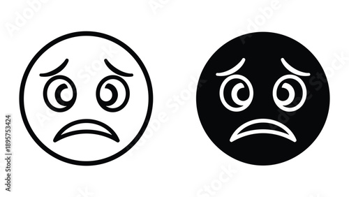 Angry face emoticon in black and white