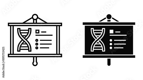 Presentation board with dna structure and data