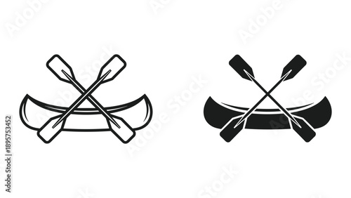 Canoe paddles crossed over canoe boat graphic illustration