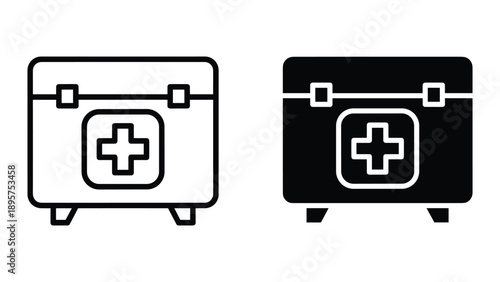 First aid kit icon in black and white