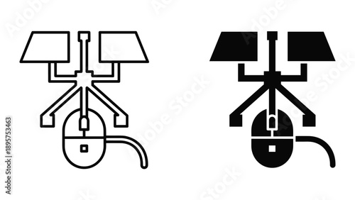 Simple line art vacuum cleaner icon set