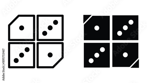 Black and white dice with different number of dots