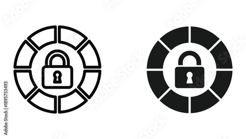 Secure data protection icon set