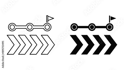 Set of four arrow icon in outline and solid style