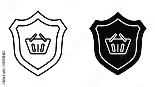 Secure shopping badge icon set