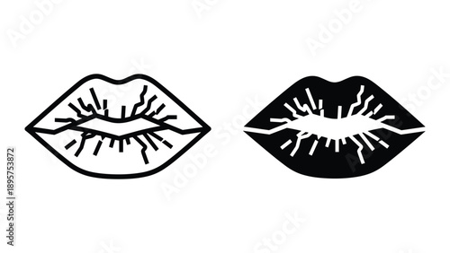 Black and white illustration of lips