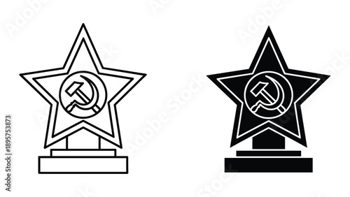 Soviet union star icon set