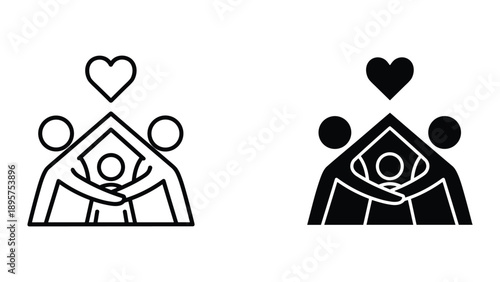 Family protection and love icon set