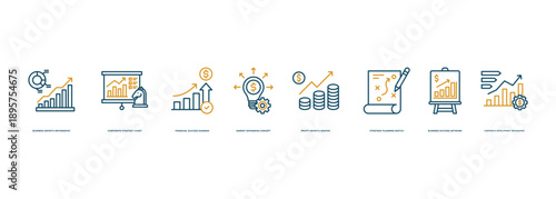 Business Growth Strategy Banner Illustration Concept with Business Growth Infographic, Corporate Strategy Chart, Financial Success Diagram, Market Expansion Concept, Profit Growth Graphic