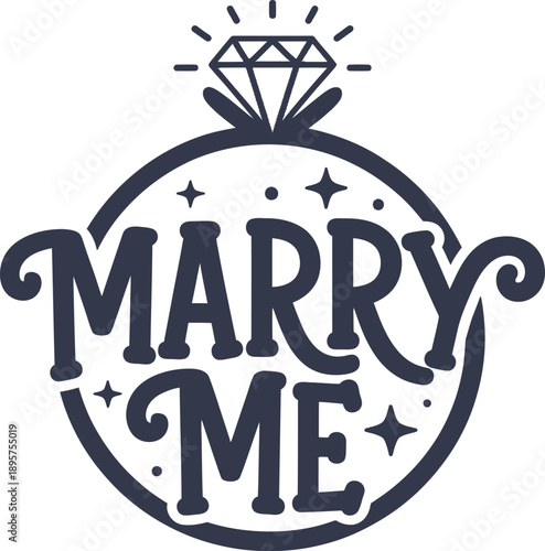 Marry Me Ring Proposal Love Typography Design