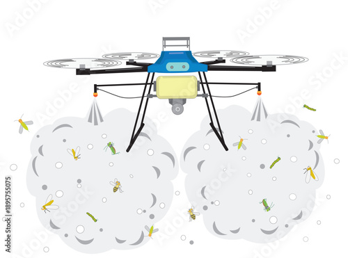 ドローンで農薬の散布作業をしているイラスト素材