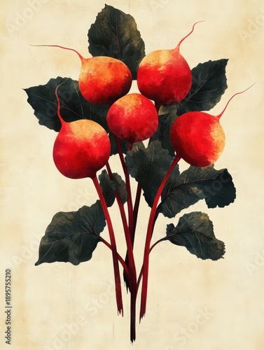 Minimal Graphic poster of beet integrated , post modern, earthy tones