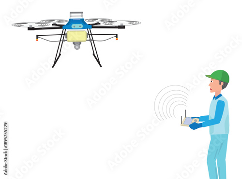 ドローンで農薬の散布作業をしているイラスト素材