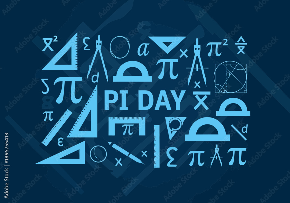 Fototapeta premium Pi day celebration with math symbols