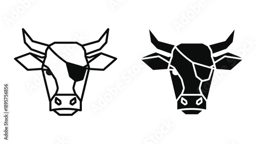 Geometric cow head logo design