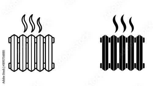 Heating radiator icon set