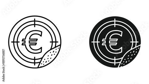Euro currency target icon set