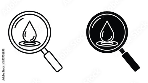 Magnifying glass examining a water drop