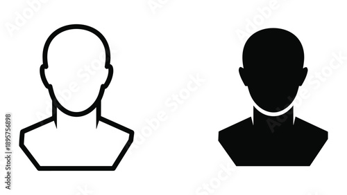 Simple user profile icons in black and white