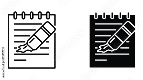 Notepad with pen icon in two different color schemes