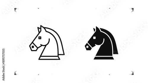 Black and white knight chess piece illustration