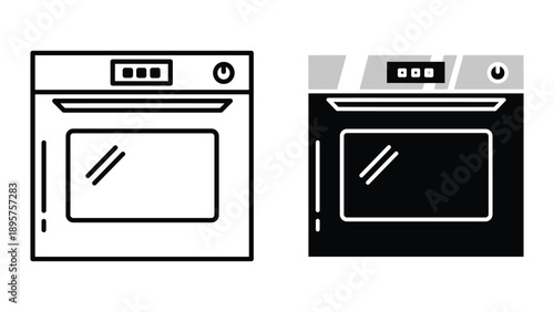 Oven icon set in different color
