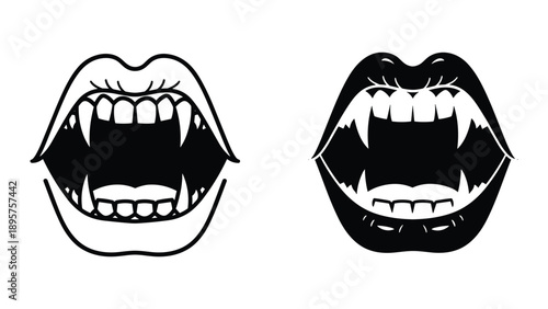 Vampire fangs and sharp teeth illustration