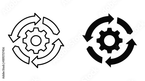 Gear icon with circular arrows indicating process or cycle