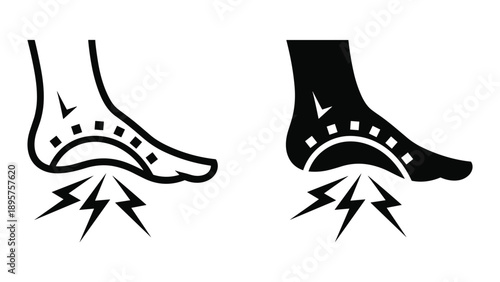 Foot pain indicated by lightning bolt symbol