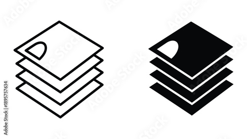 Stack of papers with hole punch icon in outline and solid style