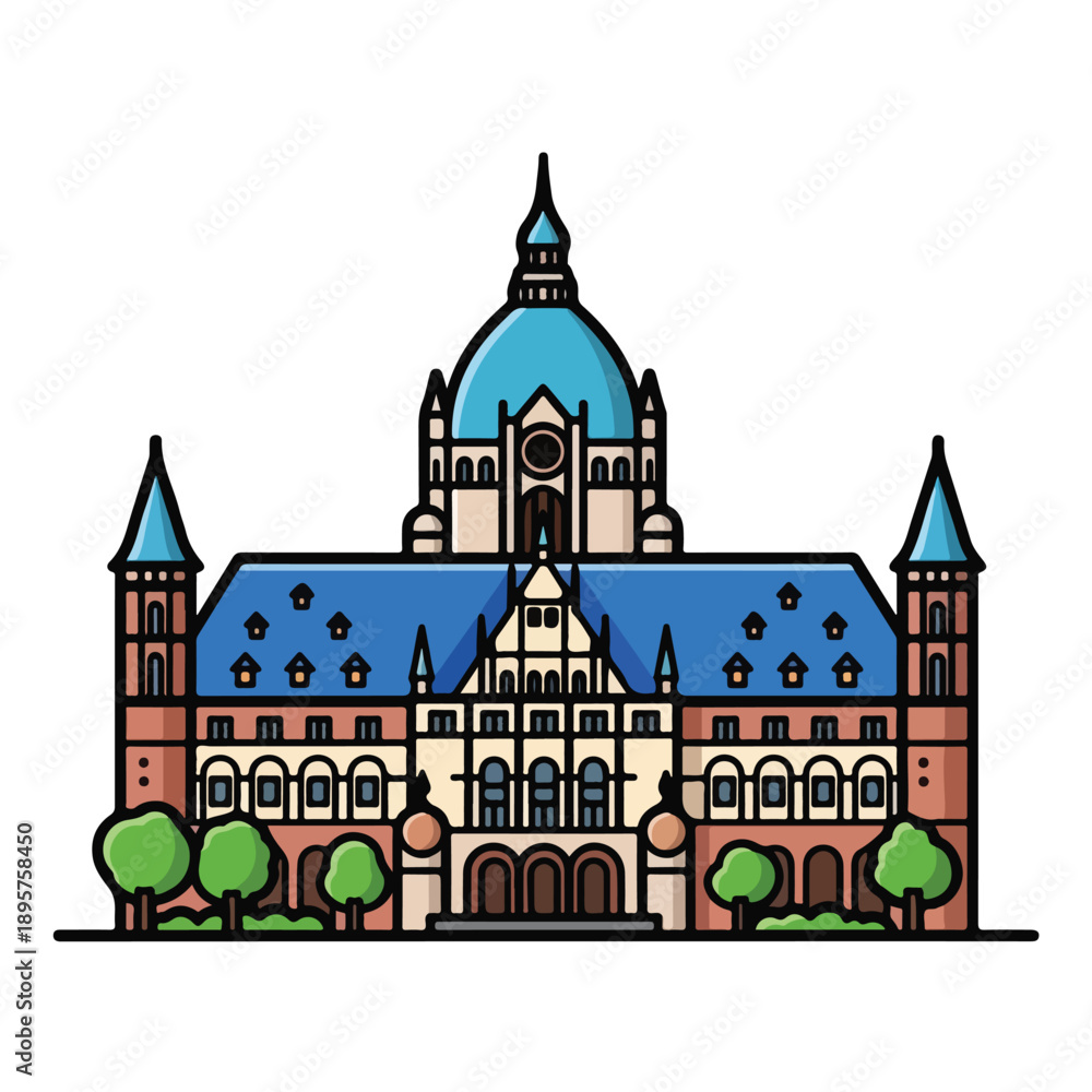 Obraz premium A large ornate building with a blue dome