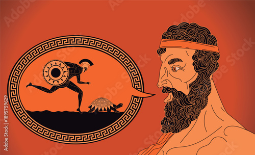 Cuadro en lienzo zeno of elea explaining the achilles and the tortoise paradox