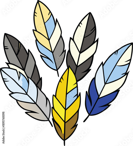 Gold foil outline feathers with muted thanksgiving color tones