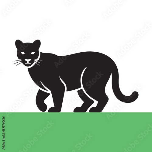 An elegant panther, rendered in a striking silhouette, strides confidently. Captured with a sleek design, this image represents power and grace.