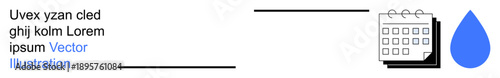Time planning, water conservation, scheduling, environmental awareness, hydration tracking, personal organization. Minimal calendar and water drop icons. Scheduling and water conservation concepts