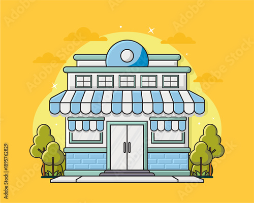 Flat design style of shop with simple and modern looks