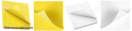 Εκτύπωση καμβά collection of yellow and white blank sticky notes with curled corners, essential office and school supplies