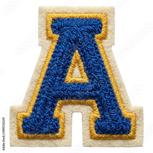 Varsity style embroidered letter A patch