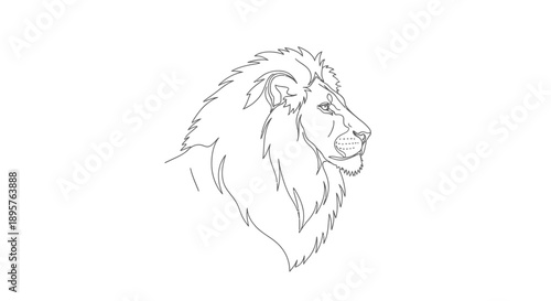 A majestic lion's head rendered in a minimalist line art style, perfect for designs seeking a touch of wild elegance and natural beauty