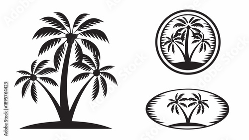 Black palm tree silhouettes for tropical designs