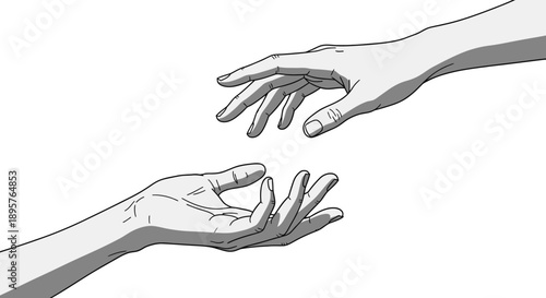 Two hands reaching towards each other in a gesture of assistance and support.