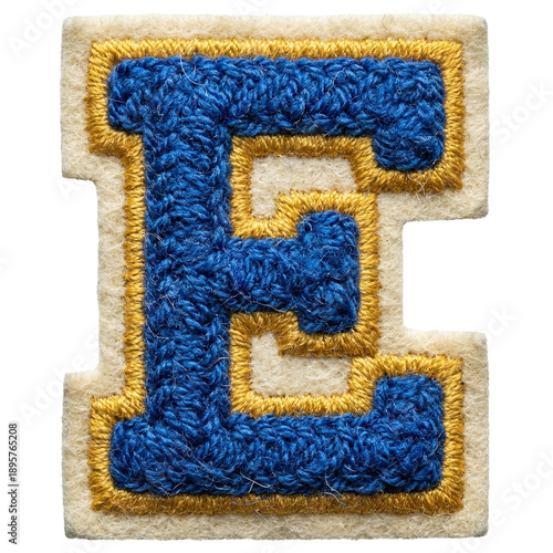 Varsity style embroidered letter E patch