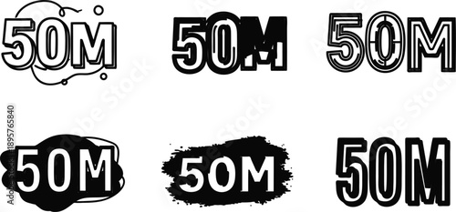 50 million text logo icons in different styles and designs  icons for numbers and numbers design  fifty million