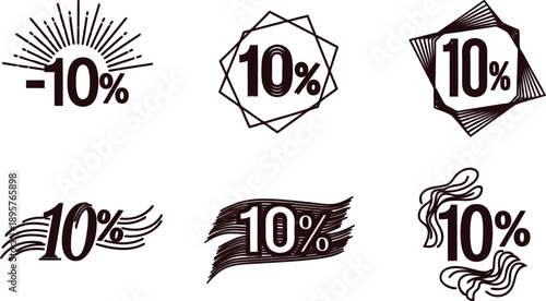 Collection of various discount percent icons for marketing materials  promotional sale signs  discount labels
