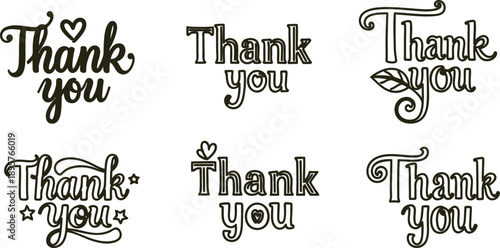 Thank you phrases in various calligraphy styles and fonts  appreciation messages