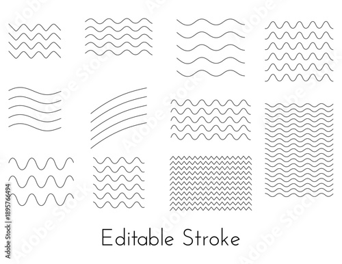 Abstract Wavy Line Set. Corrugated Wave Line Vector Set – Abstract Wriggle Design Elements