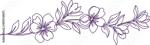 Purple Flower Branch Illustration