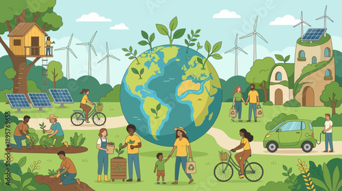 People working together for a greener future with eco friendly solutions