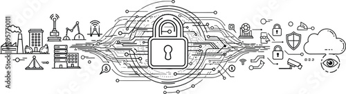 digital security and data protection concept illustrating cybersecurity technological infrastructure