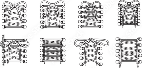 Shoe laces tied in different ways knots